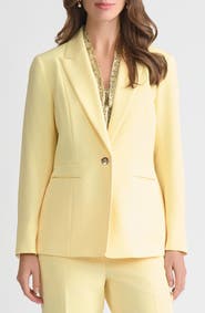 KASPER Peak Lapel Stretch Crepe Peplum Blazer