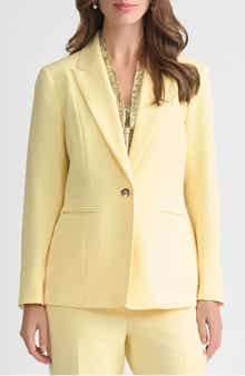 KASPER Peak Lapel Stretch Crepe Peplum Blazer