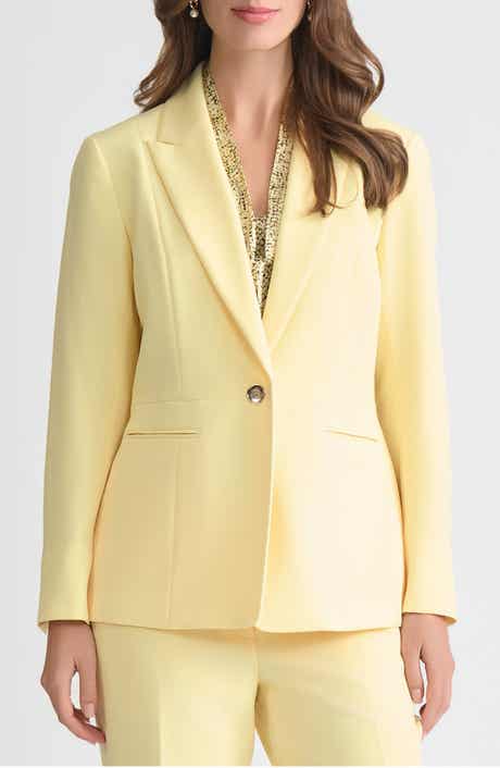 KASPER Peak Lapel Stretch Crepe Peplum Blazer