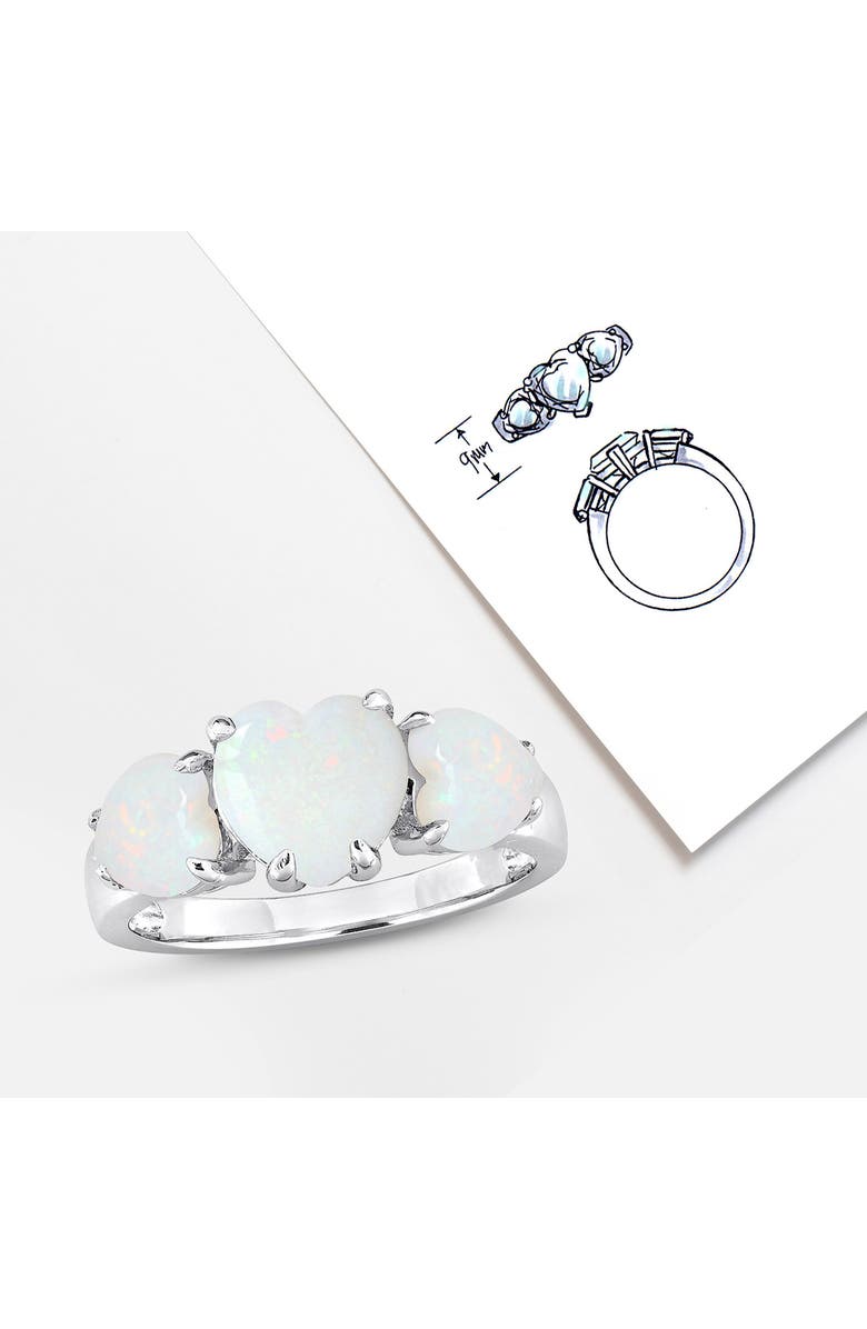 DELMAR Sterling Silver Heart-Shape Opal 3-Stone Ring, Alternate, color, Silver