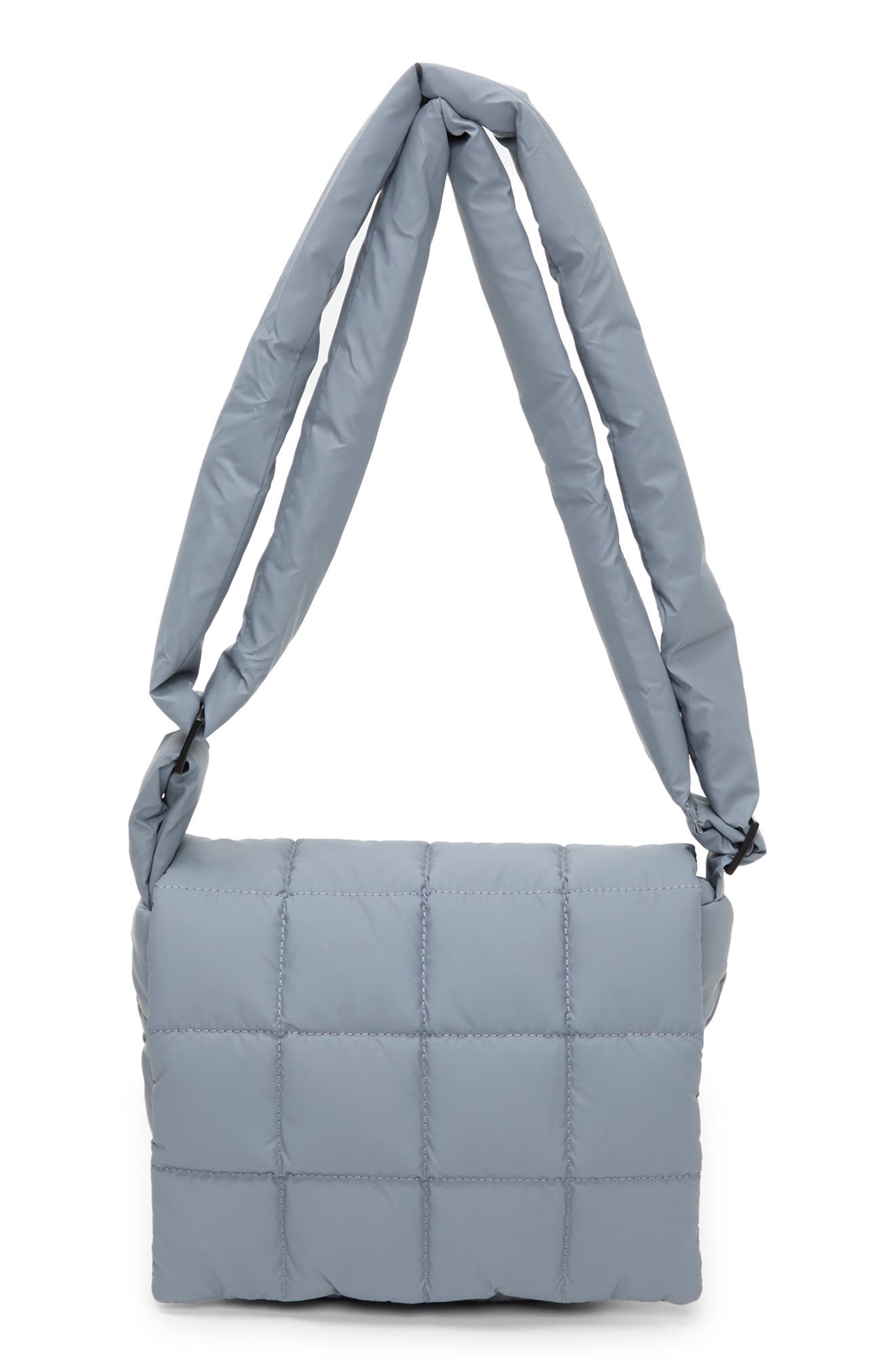 VeeCollective Porter Quilted Recycled Nylon Messenger Bag, Main, color, Slate Grey Gry
