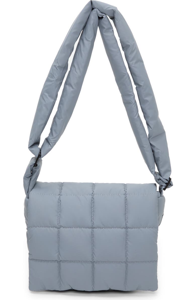 VeeCollective Porter Quilted Recycled Nylon Messenger Bag, Main, color, Slate Grey Gry