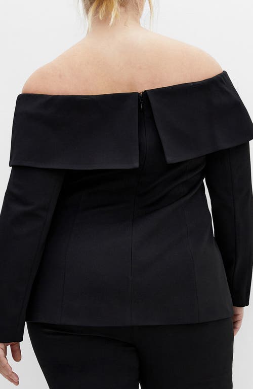 City Chic Phoenix Off The Shoulder Blazer In Black