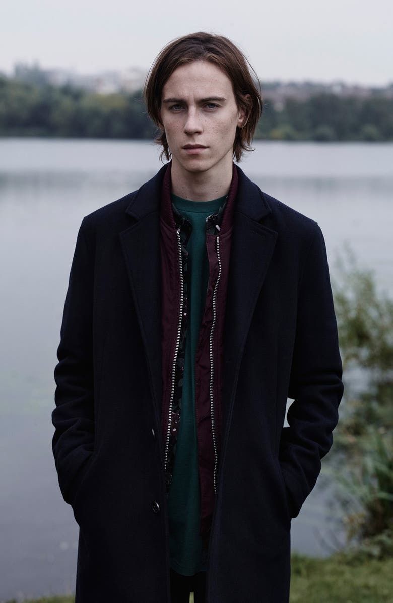 Topman Wool Blend Car Coat, Alternate, color, 