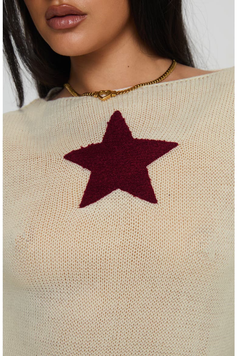 Big Star Boat Neck Sweater, Alternate, color, CREAM