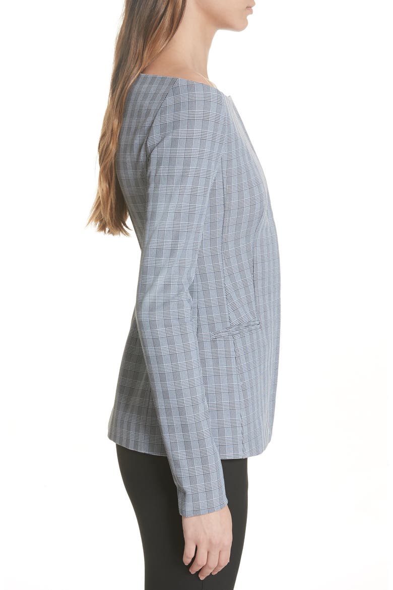 McClair Plaid Off the Shoulder Jacket, Alternate, color, BLACK/ WHITE