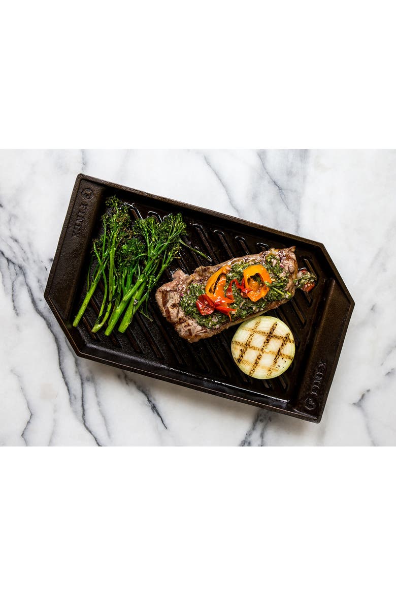 15" Cast Iron Lean Grill Pan, Alternate, color, Black