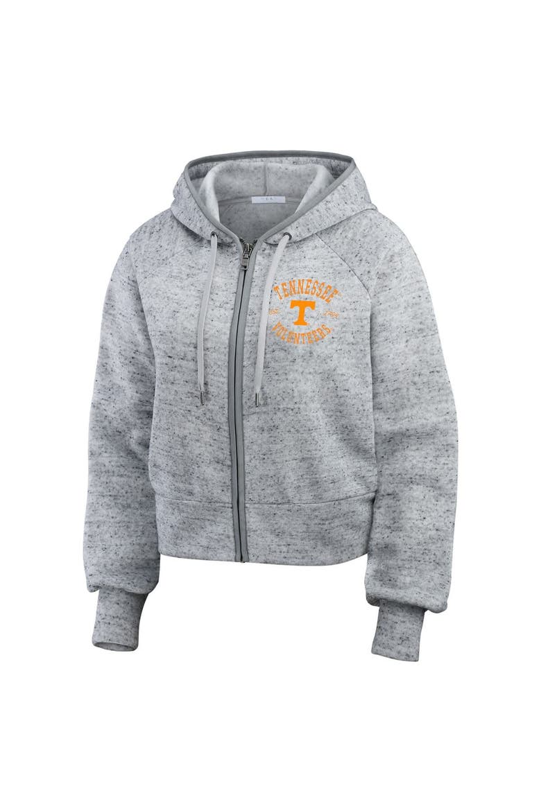 Women's WEAR by Erin Andrews Heather Gray Tennessee Volunteers Wear Speckle Double-Hit Raglan Full-Zip Hoodie, Alternate, color, Heather Gray
