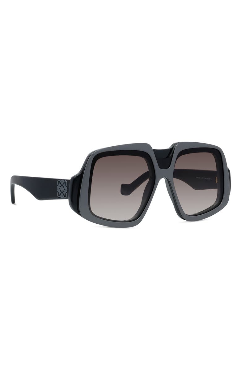 Loewe Anagram 61mm Gradient Geometric Sunglasses, Alternate, color, Shiny Black / Bordeaux