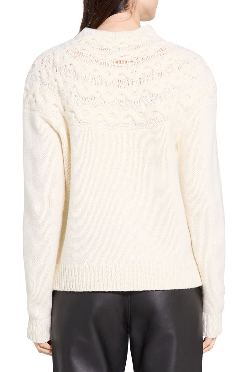 Theory Cable Stitch Yoke Wool & Cashmere Sweater, Alternate, color, Ivory
