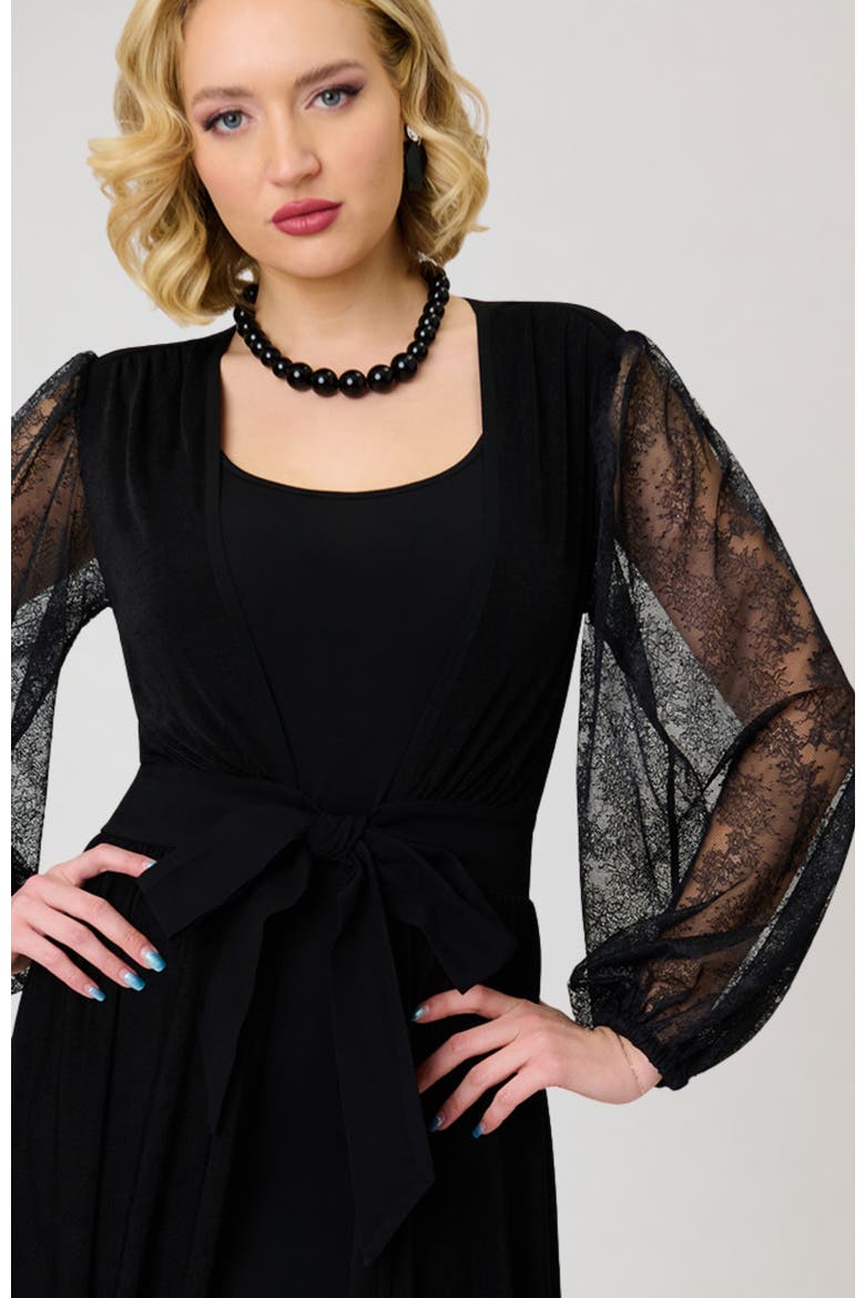 Billow Long Sleeved Hollywood Duster, Alternate, color, Black Solid