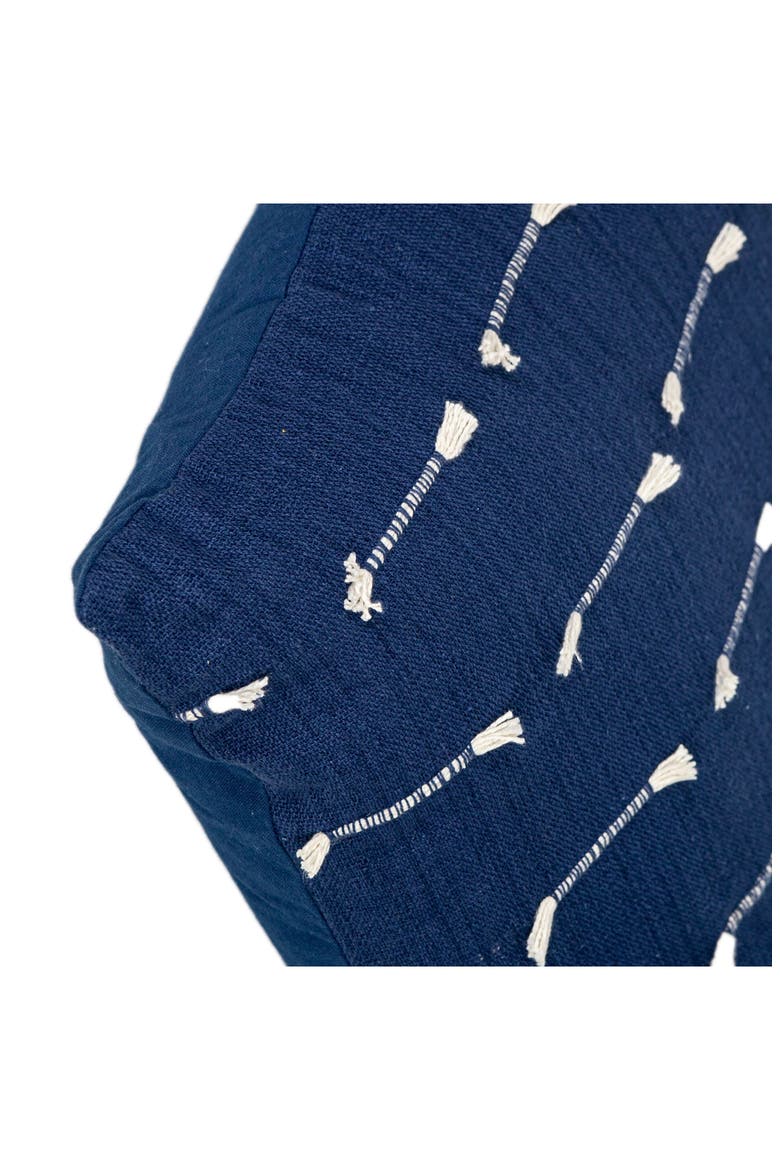 Fringe Accent Cotton Pillow, Alternate, color, DARK BLUE