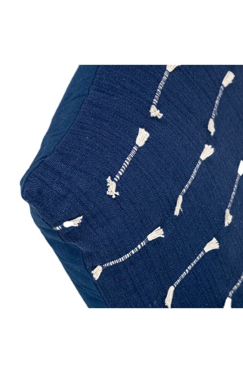 Parkland Collection Fringe Accent Cotton Pillow In Blue