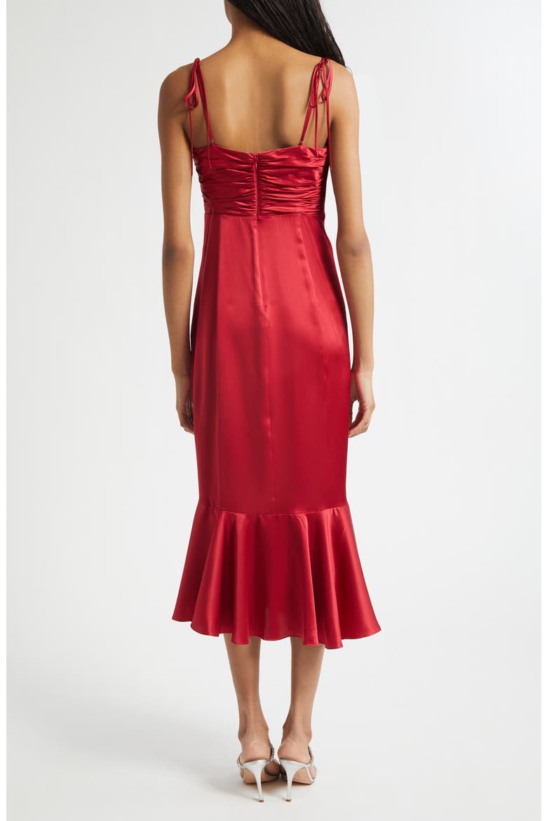 Mireya Ruched Ruffle Sleeveless Silk Maxi Dress, Alternate, color, CHERRY ROSE