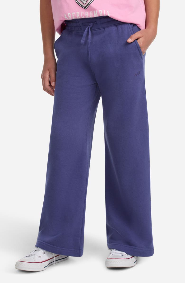 abercrombie kids Kids' Essential Wide Leg Fleece Sweatpants, Alternate, color, Skipper Blue