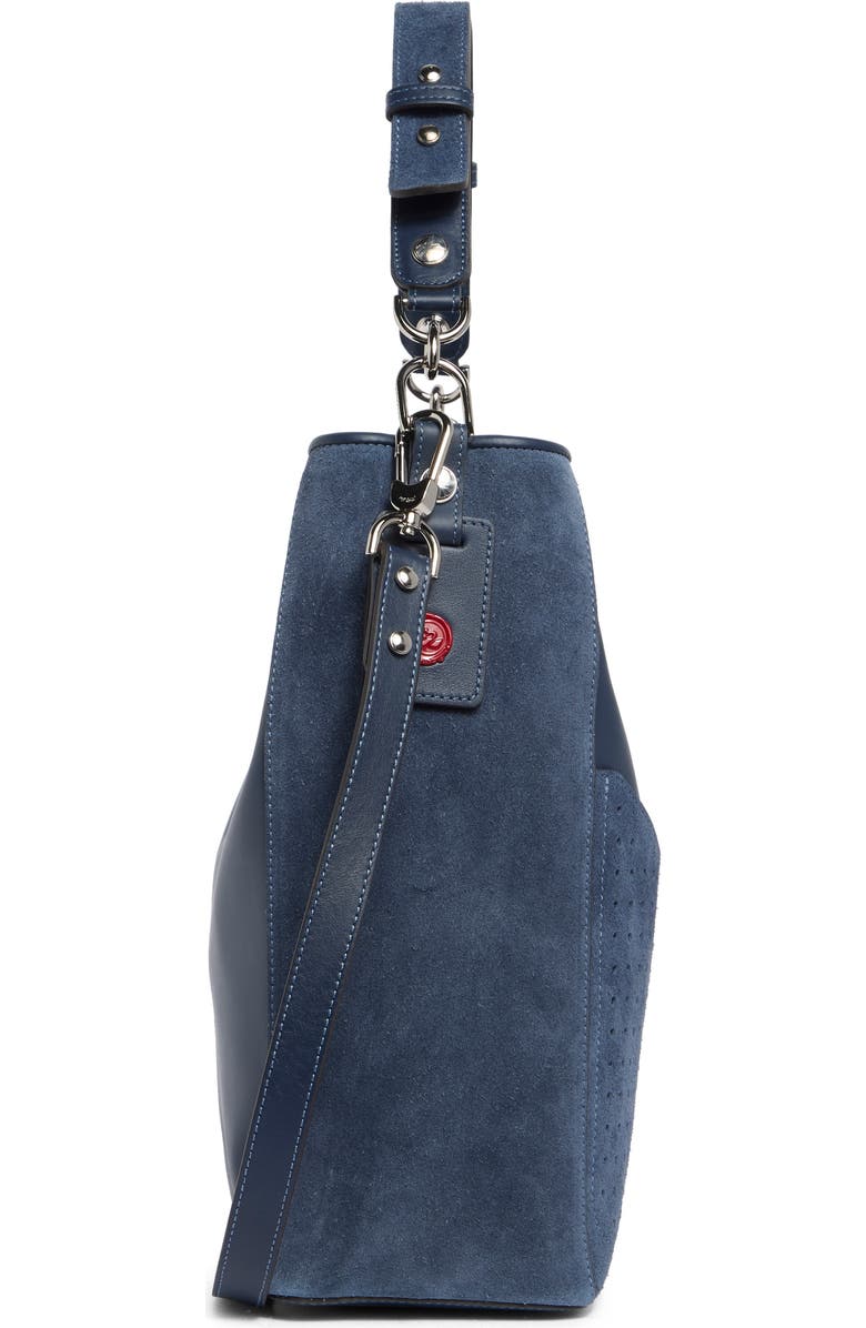 Longchamp Mademoiselle Leather Bucket Bag, Alternate, color, Pilot Blue