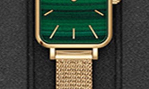 Timex Daniel Wellington Quadro Pressed Mesh Strap Watch & Tennis Bracelet Set, 20mm In Ip Gold