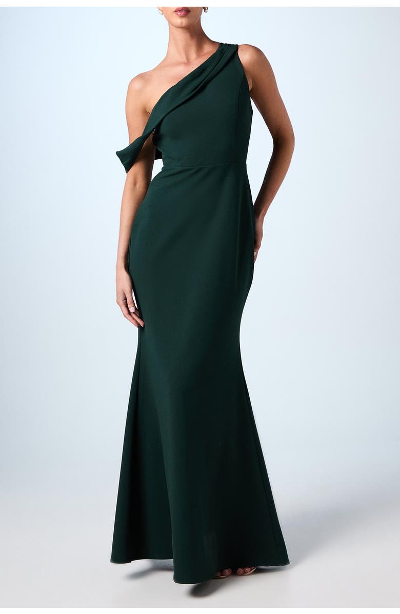 Coast Scuba Crepe Black Tie Dress, Alternate, color, Emerald