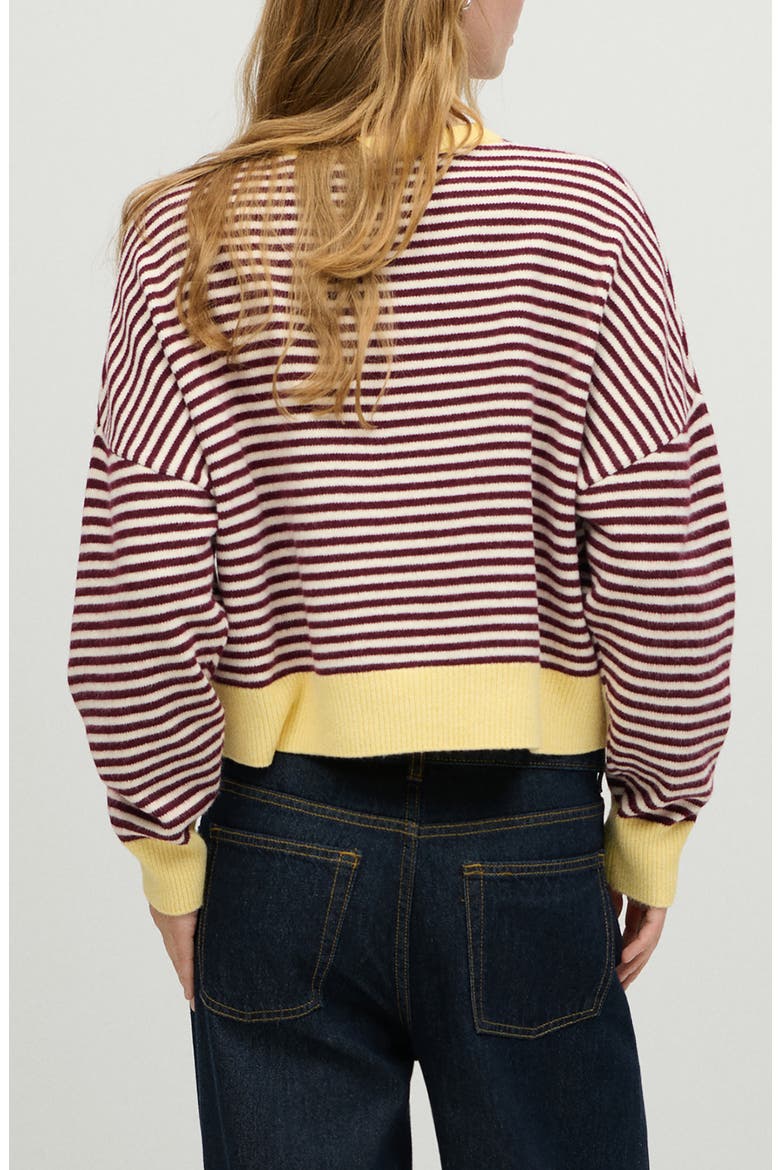 Striped Crewneck Sweater, Alternate, color, BURGUNDY