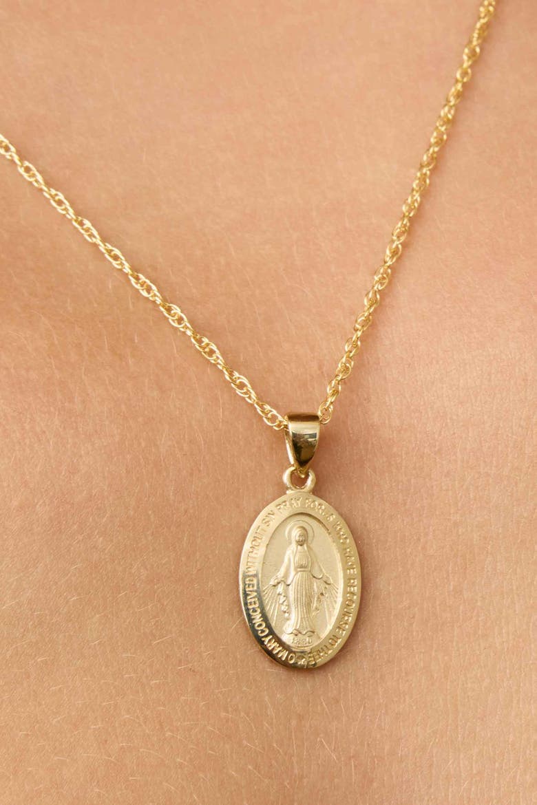 14K Yellow Gold Miraculous Medal Pendant Charm, Alternate, color, Yellow Gold