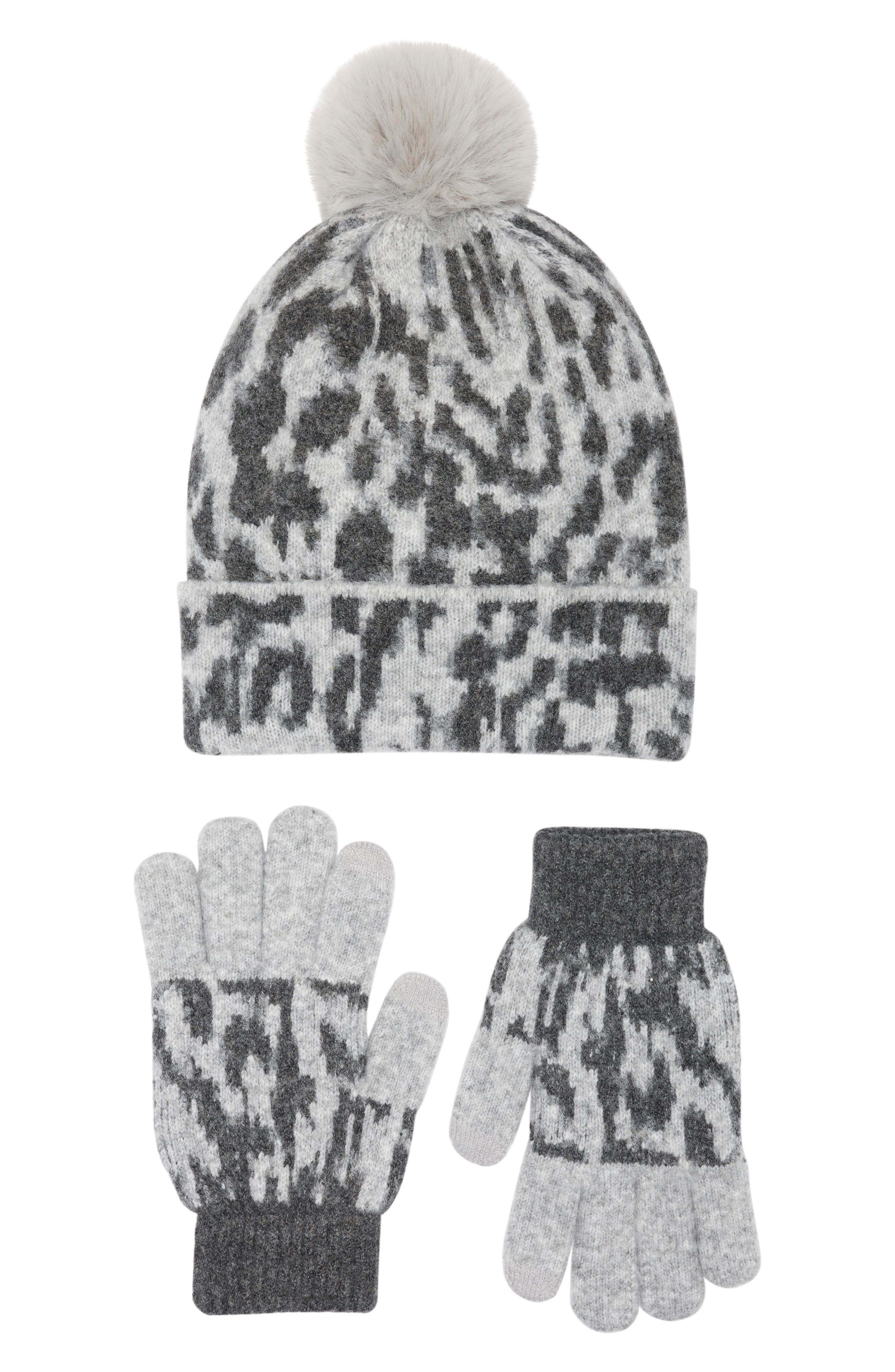 Leopard Beanie & Gloves Set