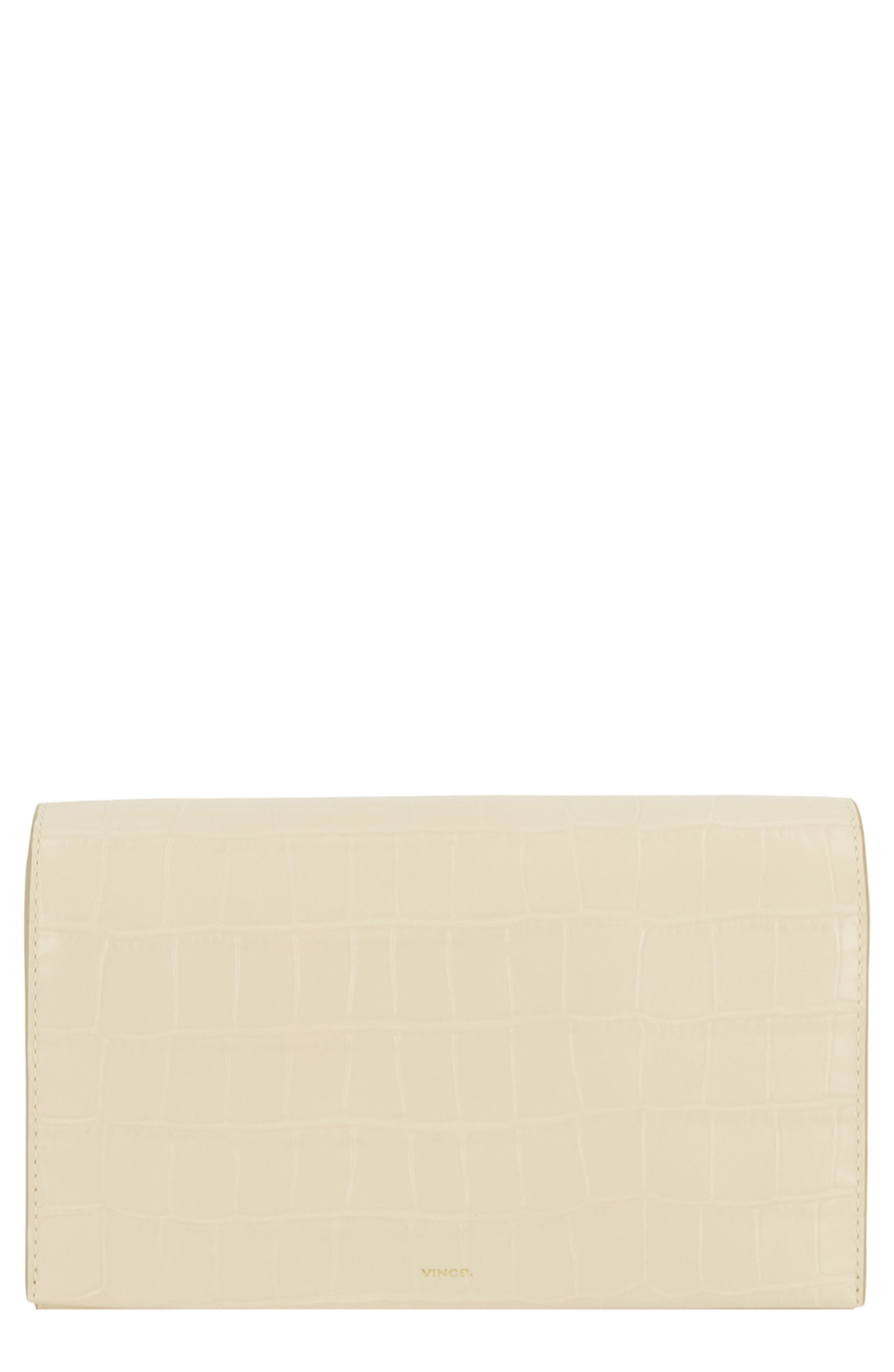 Croc Embossed Leather Crossbody Wallet, Main, color, MOONLIGHT