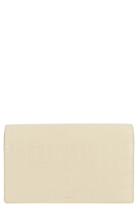 Croc Embossed Leather Crossbody Wallet