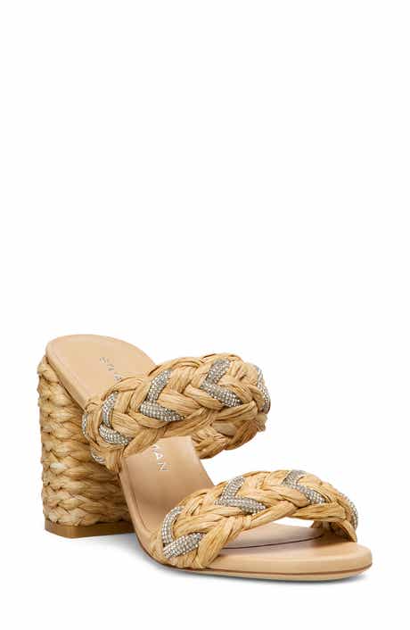 Stuart Weitzman Lana 85 Raffia Slide Sandal