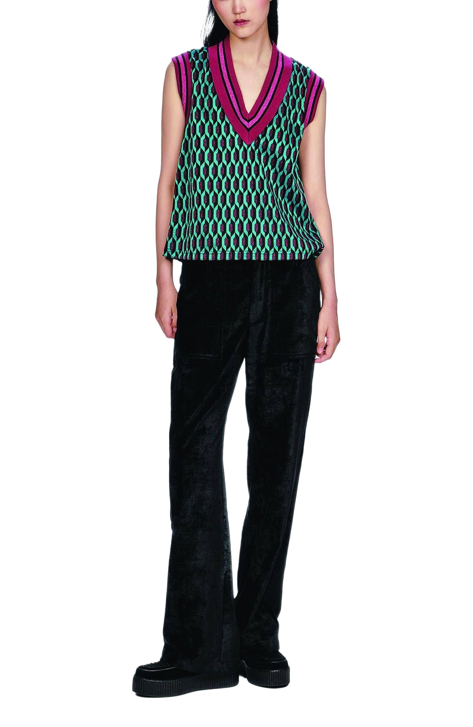 Glitter Geo Jacquard Pullover Vest