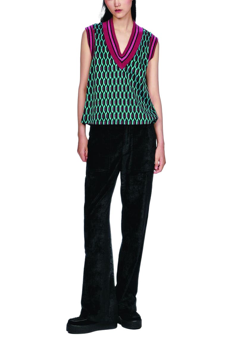 Glitter Geo Jacquard Pullover Vest, Main, color, Teal Multi