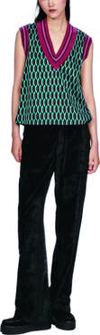 Anna Sui Glitter Geo Jacquard Pullover Vest
