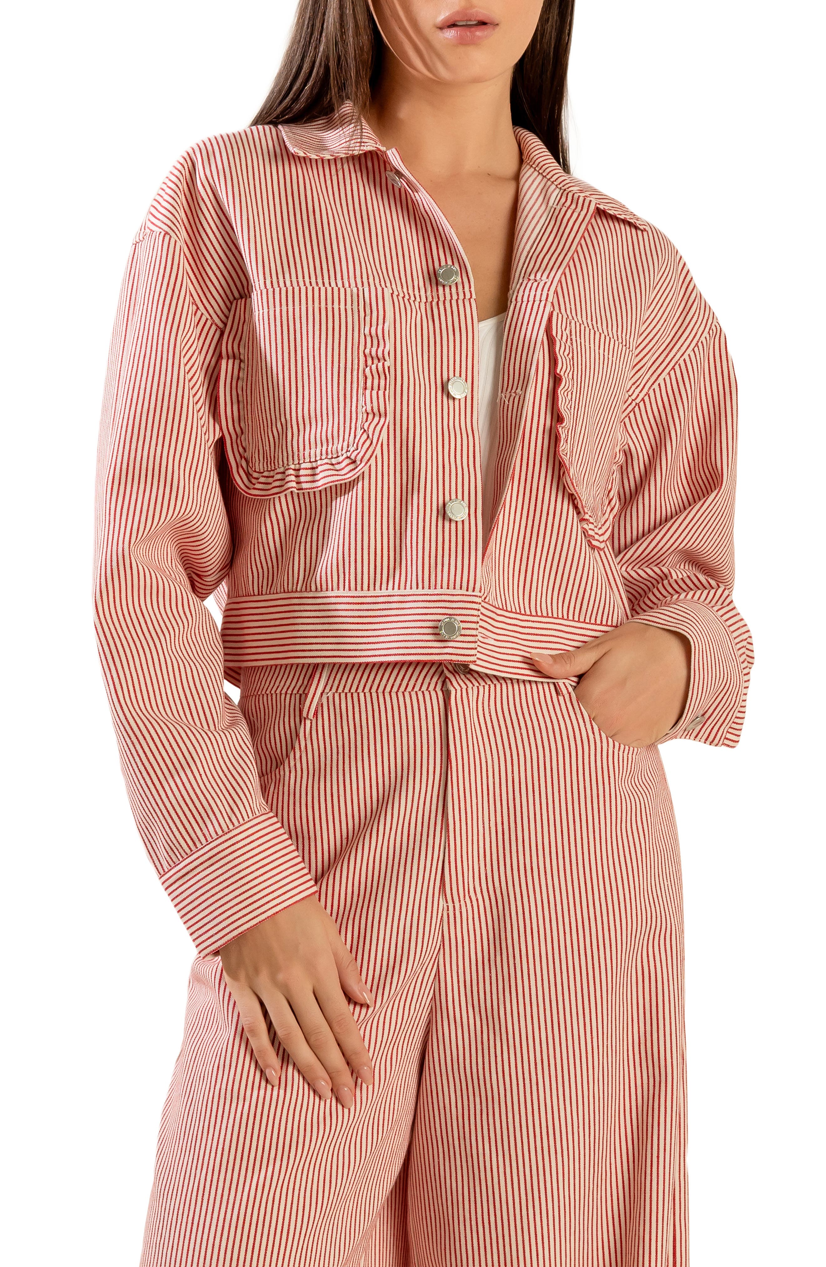 FREEMARKET Striped Twill Jacket