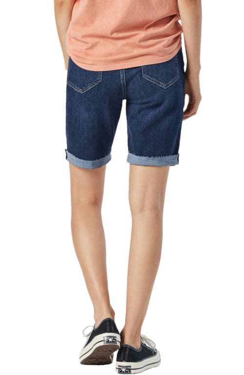 Mavi Jeans Alexis Raw Hem Denim Bermuda Shorts In Dark Frayed Hem Feather Blue