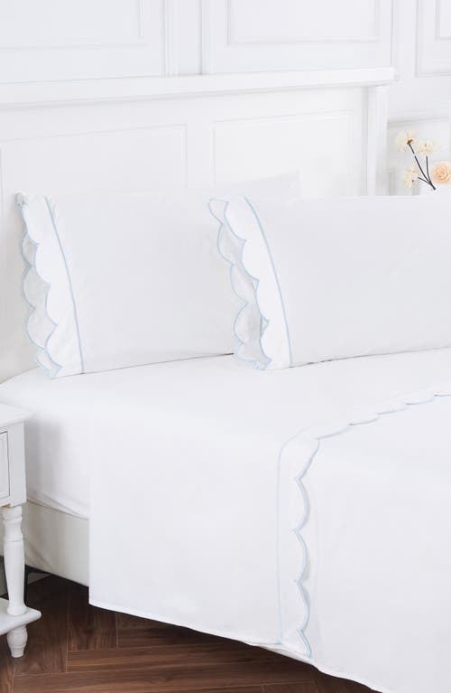 Melange Home Scallop Frame 300 Thread Count Sheet Set In Blue