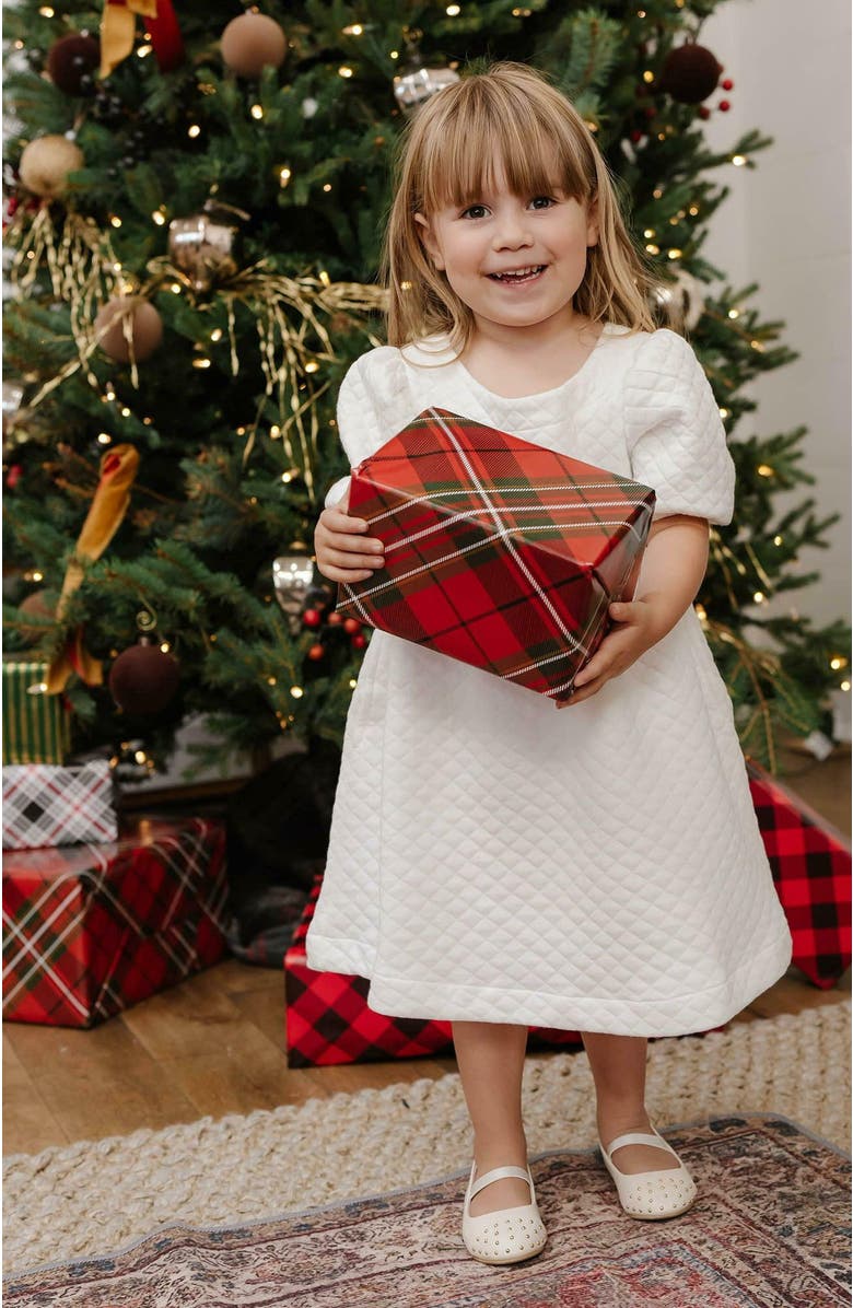 Hope & Henry Girls' Quilted Puff Sleeve Dress, Toddler, Alternate, color, Soft White Quilted