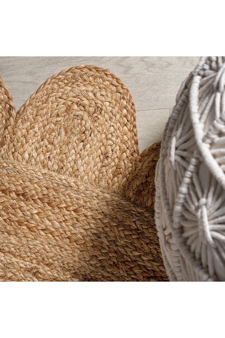 Petal Boho Jute Scalloped Circle Round Area Rug, Alternate, color, Natural