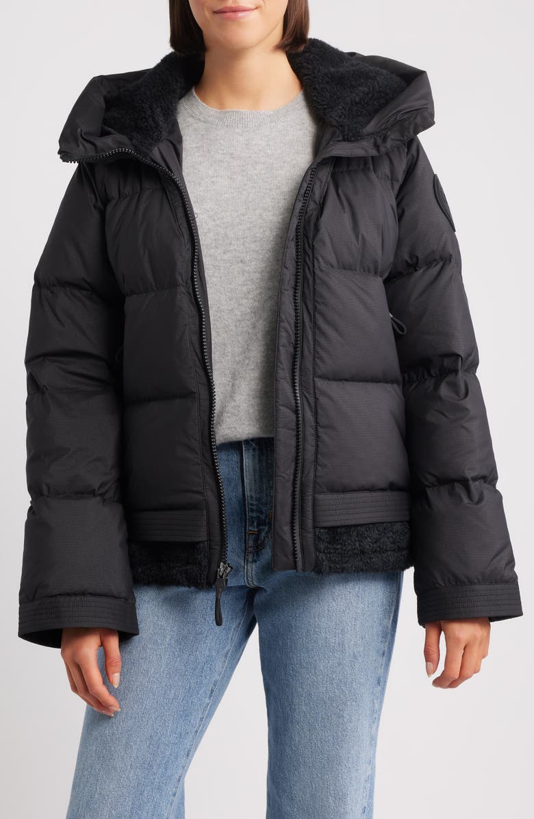 UGG<sup>®</sup> MetroPeak 700 Fill Power Down Puffer Jacket with Fleece Trim, Alternate, color, Black
