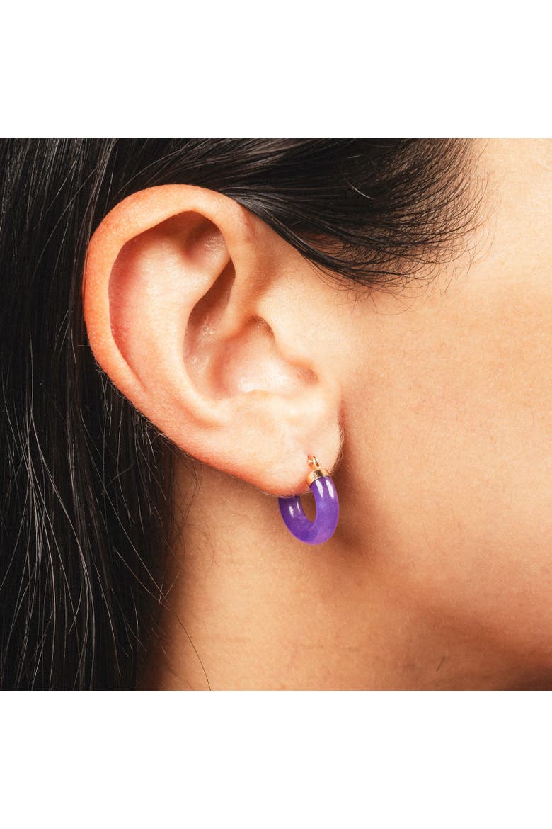 Lavender Jade Hoop Earrings, Alternate, color, Lavender Jade