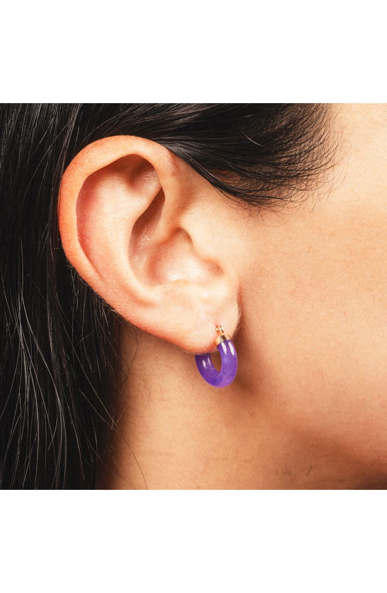The Lovery Fine Jewelry Lavender Jade Hoop Earrings, Alternate, color, Lavender Jade