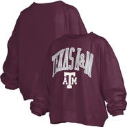 PRESSBOX Women's Pressbox Maroon Texas A&M Aggies Janise Arch Over Logo Waist Length Oversized Pullover Sweatshirt