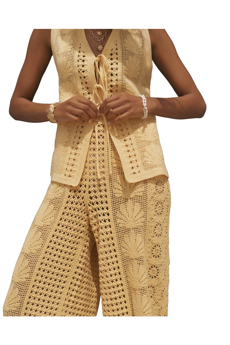 Crochet Knit Trousers, Alternate, color, Yellow