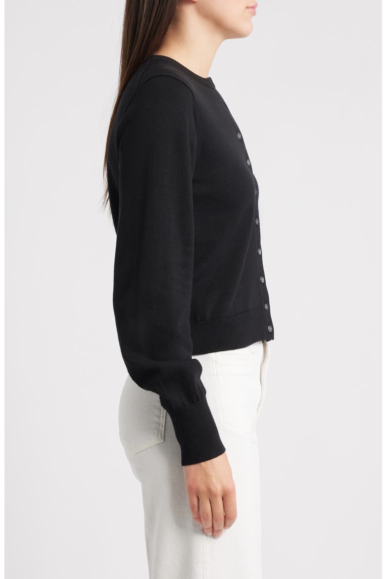 Cotton Crewneck Cardigan, Alternate, color, JET BLACK