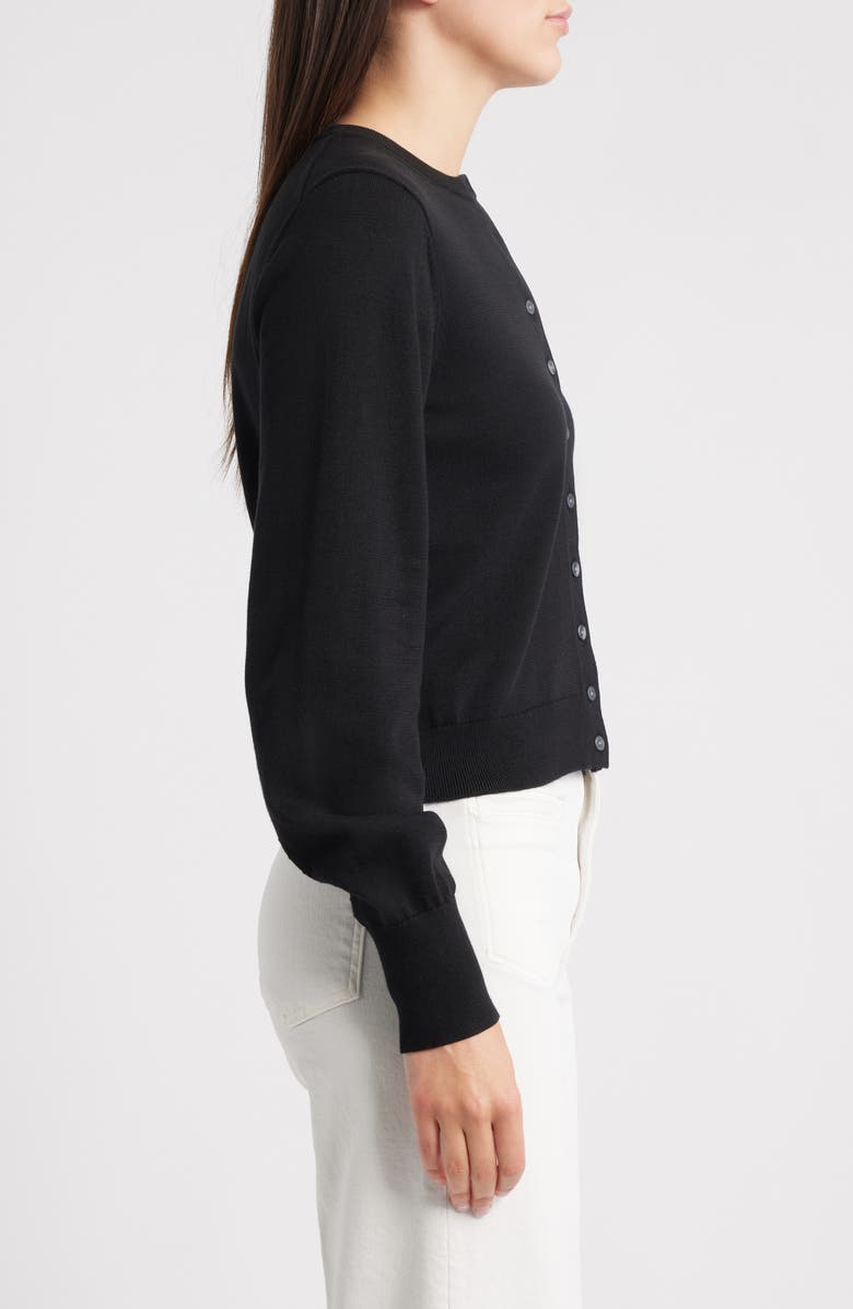 Madewell Cotton Crewneck Cardigan, Alternate, color, Jet Black