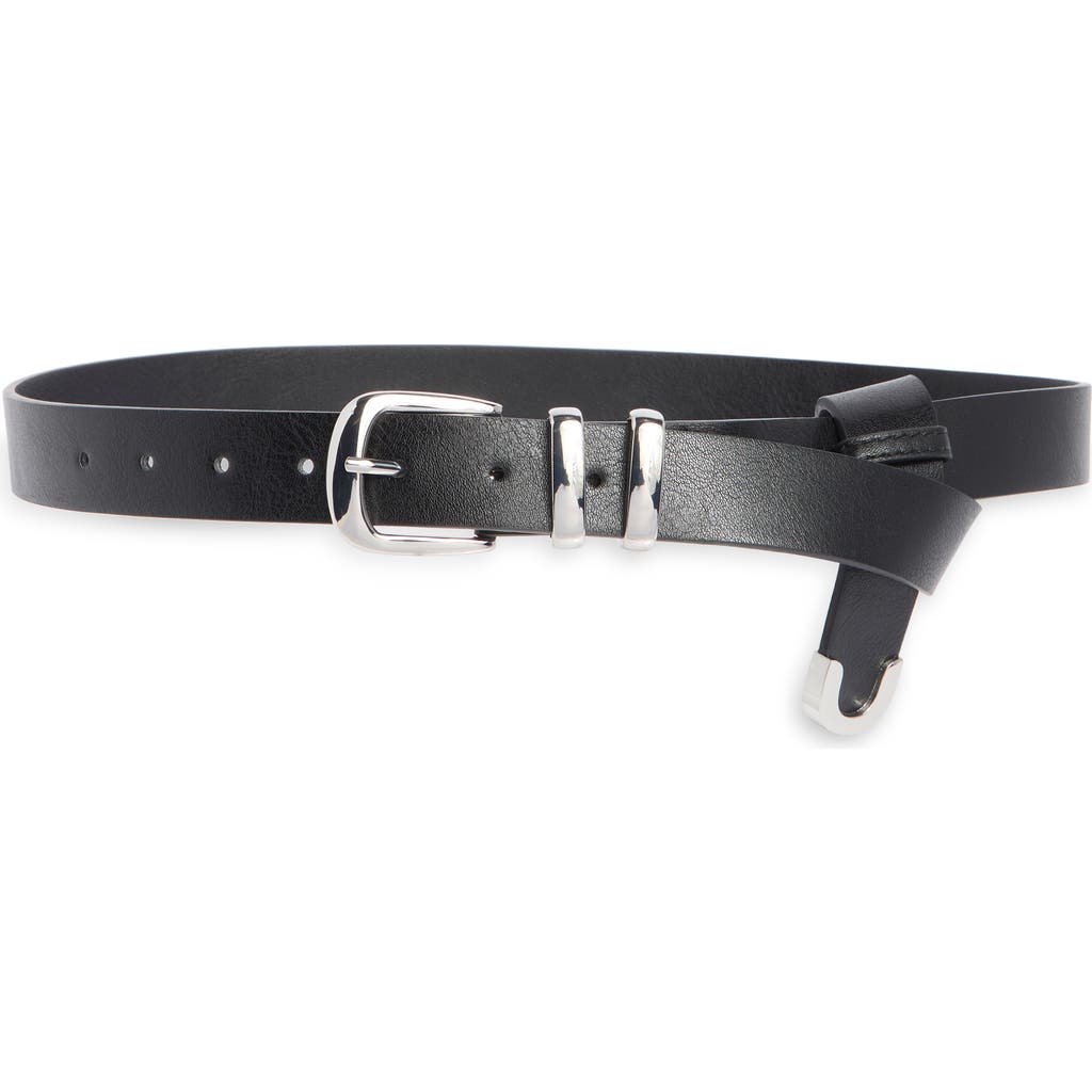 Steve Madden Extended Tail Belt In Black/silver