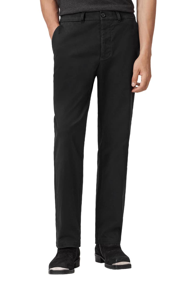 AllSaints Beckley Cotton Stretch Twill Chinos, Main, color, Koto Black