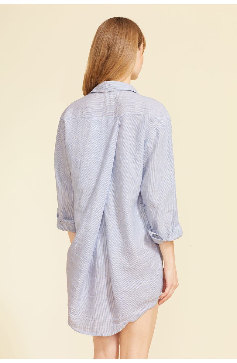 SITANO Lido Linen Shirt Dress, Alternate, color, Light Blue Stripes