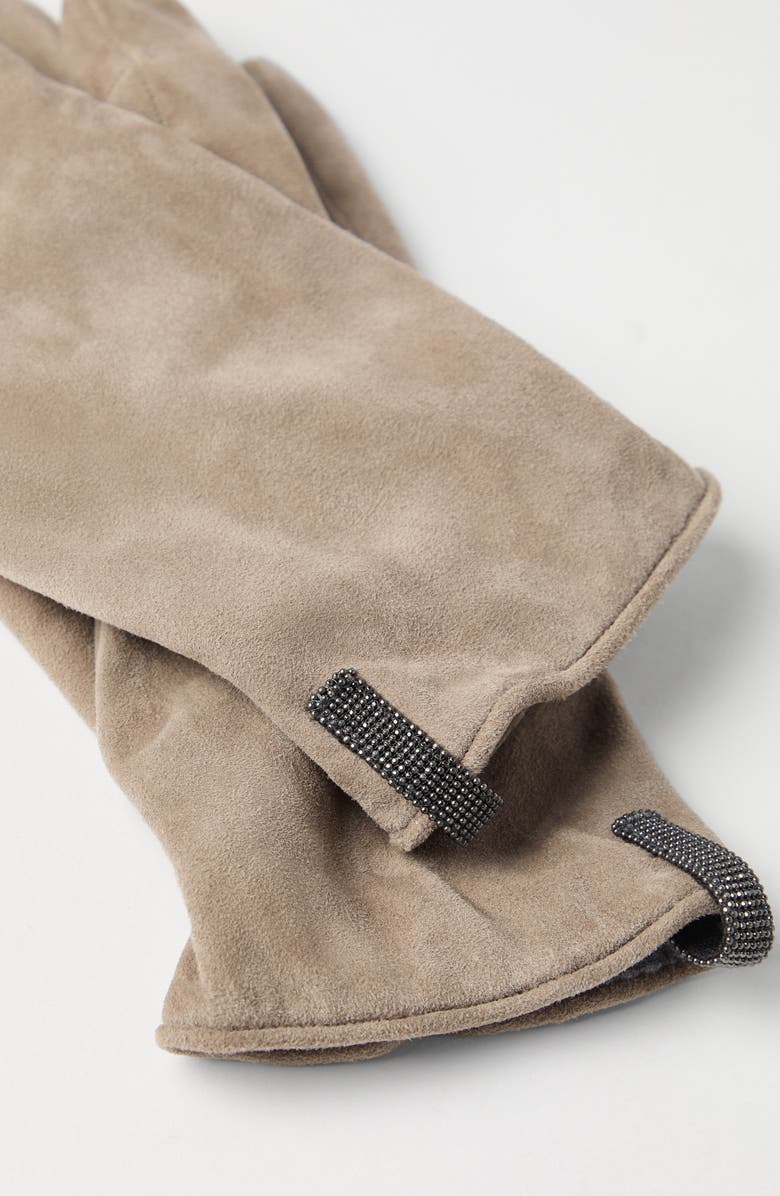 Brunello Cucinelli Suede gloves, Alternate, color, Beige