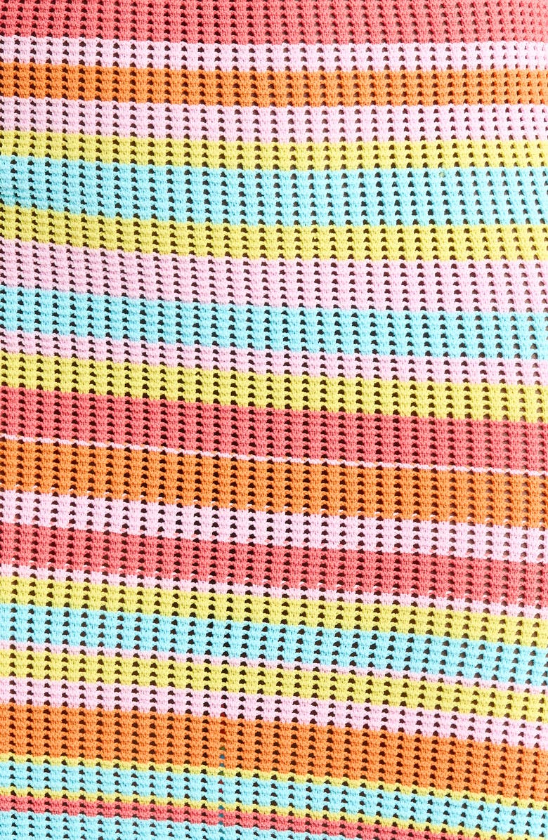 Kulani Kinis Stripe Open Knit Cover-Up Miniskirt, Alternate, color, Sunset Strip