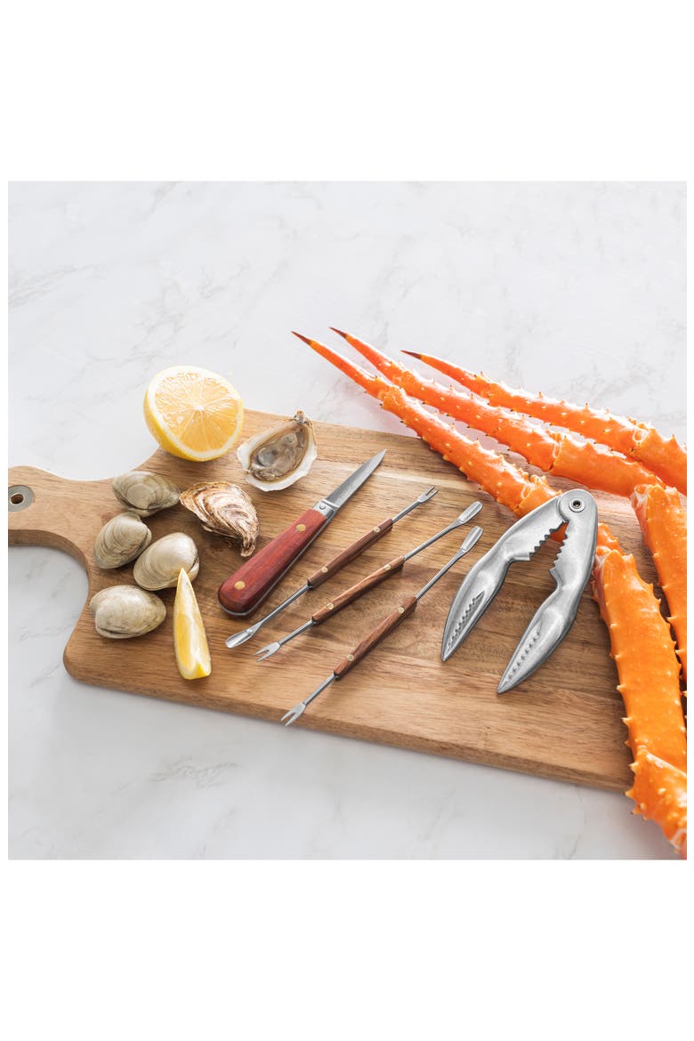 6-Piece Seafood Tool Set, Alternate, color, WOOD