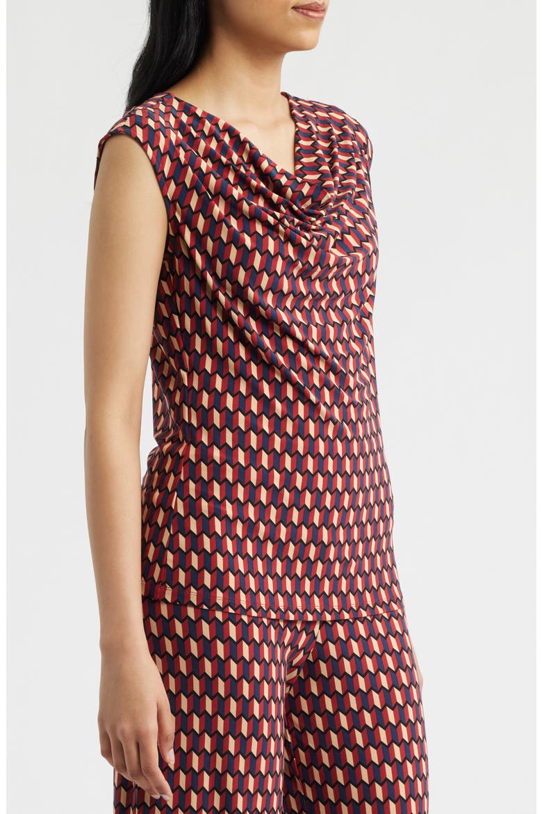 Cowl Neck Extended Shoulder Top, Alternate, color, RUST MULTI
